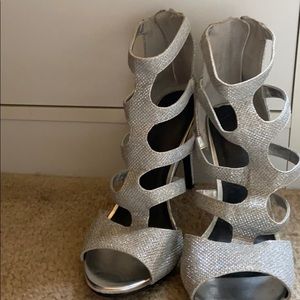 Cute silver high heel shoes